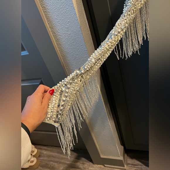 NWT - ASOS EDITION SEQUIN AND PEARL JUMPSUIT WITH FRINGING - Women’s size: 12 - Picture 6 of 16